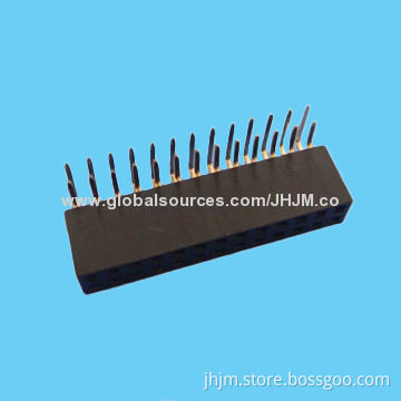 Female header, 2.54mm pitch,double row,straight/right angle,4-80 pins,8.5mm insulator,PCB mounting